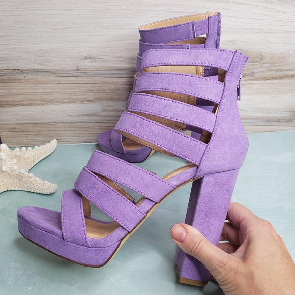 Liliana Shoes - New Liliana Cardi Lilac Peep Toe Heels